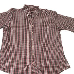 Vineyard Vines Mens Large Red Navy Blue Plaid Whale Shirt Cotton Button Down L
